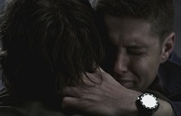 Dean holding Sam; he's just died...